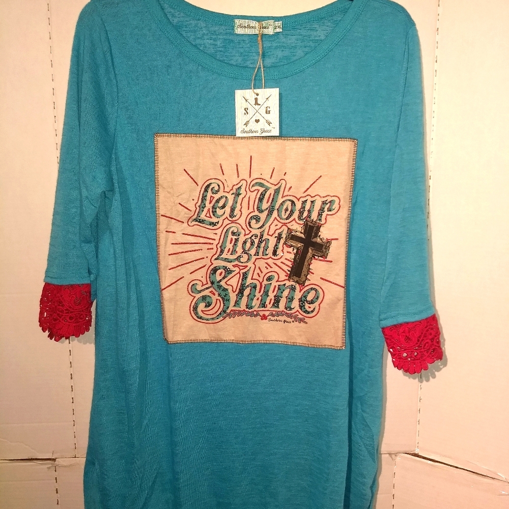 Southern Grace Plus Sized Light Shine Lace Top